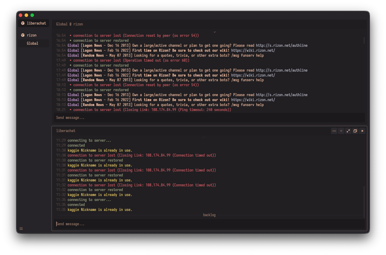A screenshot of the Halloy IRC client on macOS